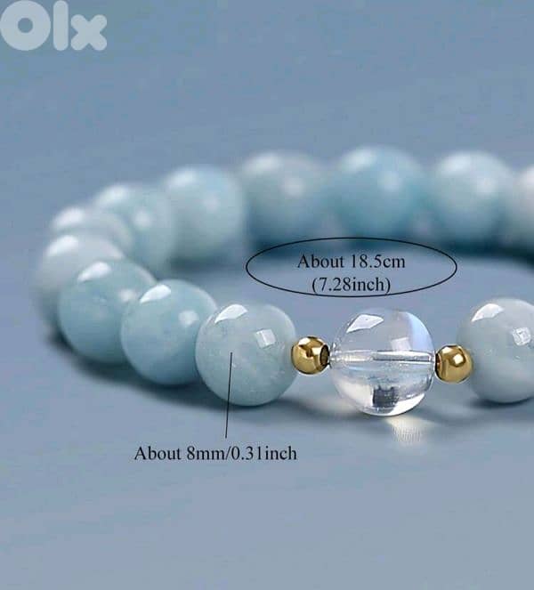 Natural Aquamarine Gem Stone Bracelet Elegant gift 2