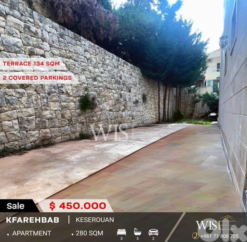 Spacious 280 SQM Apartment with Large Terrace for SALE in Kfarhbab! 0