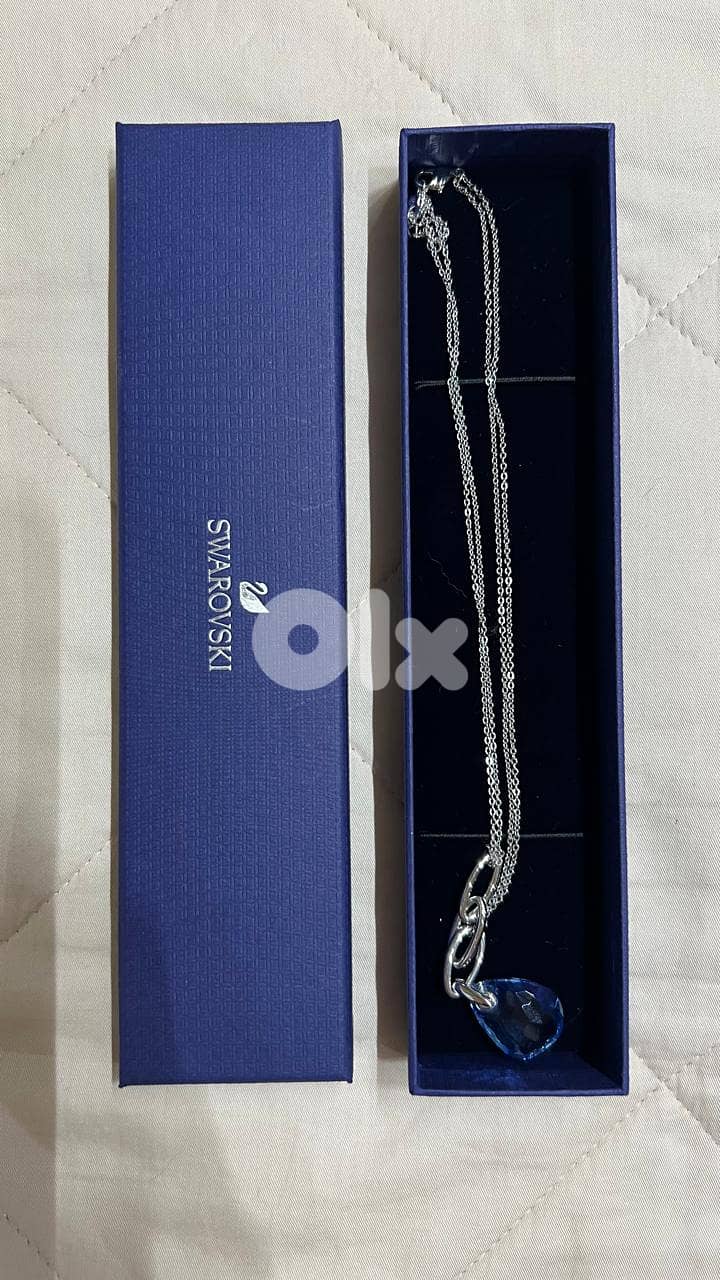 necklace SWAROVSKI blue and silver chain 0