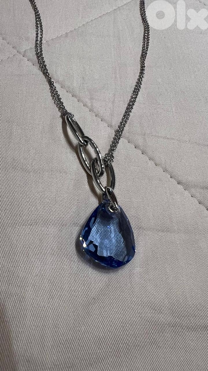necklace SWAROVSKI blue and silver chain 1