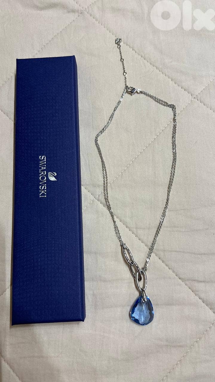 necklace SWAROVSKI blue and silver chain 2