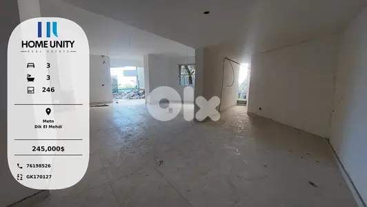 brand new apartment with terrace for sale in dik el mehdi - matn