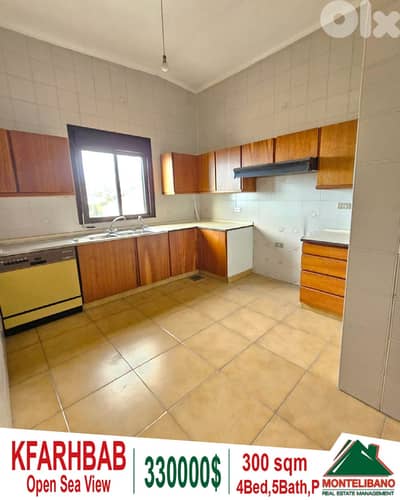 300 sqm Apartment For Sale in Kfarhbab with Open Sea View