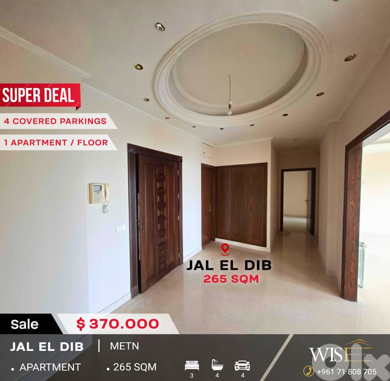 New 265 SQM Apartment for SALE in Jal El Dib – Panoramic Sea View! 0