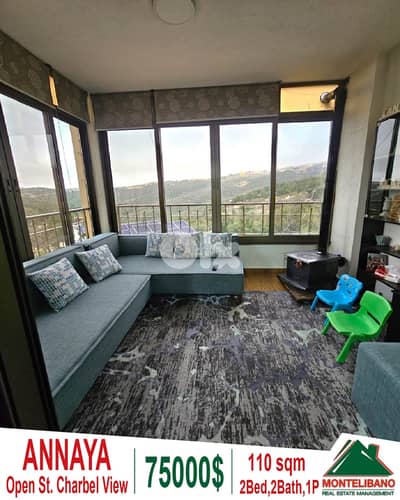110 sqm Apartment For Sale in Annaya عنَايا with Open St. Charbel View