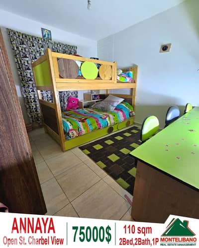 110 sqm Apartment For Sale in Annaya عنَايا with Open St. Charbel View