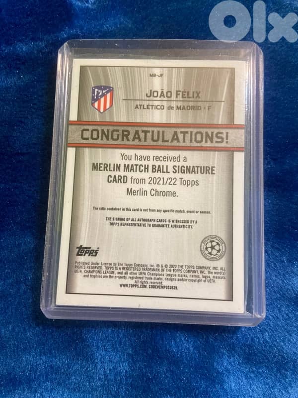 topps joao felix 21/22 signature match ball card merlin chrome 1