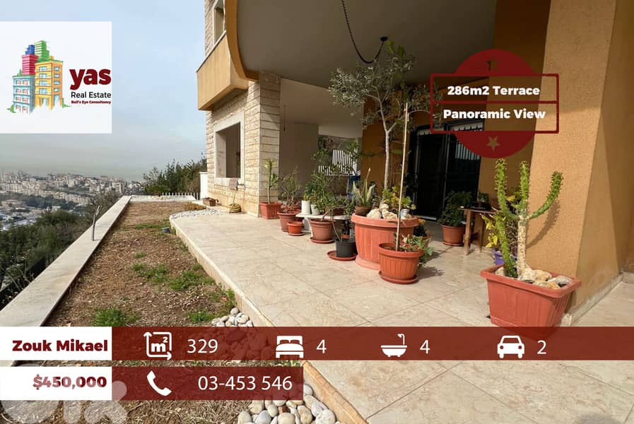 Zouk Mikael 329m2 | 286m2 Terrace | Panoramic View | Calm Area | EH | 0