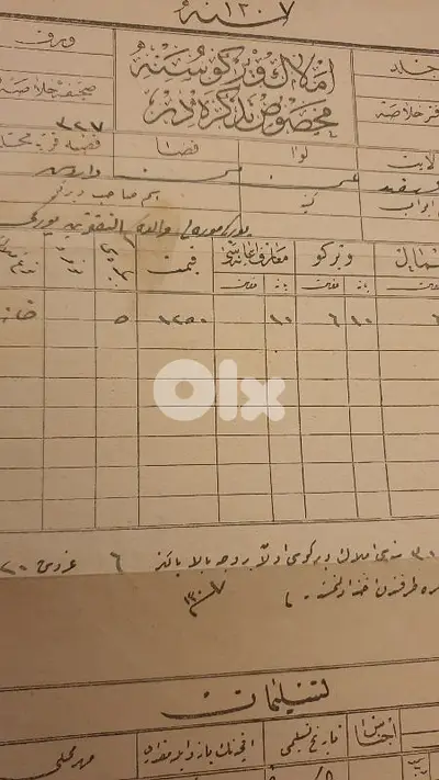 Othmanite Turkey document مستند عثماني تركي 1891