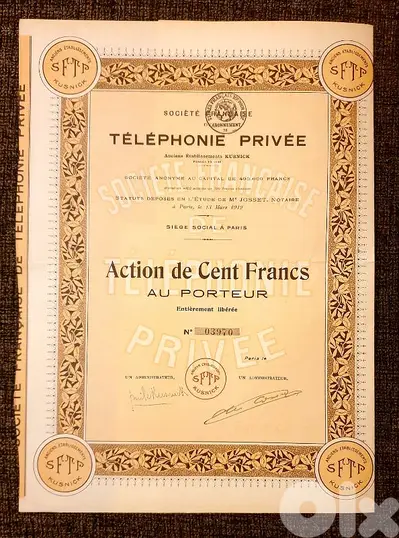 France old document 1912 Telephonie Privee Est.