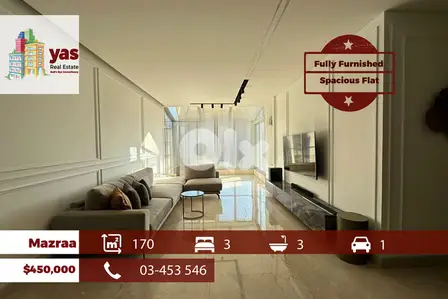 Mazraa 170m2 | Furnished | New Flat | Full Floor | OH