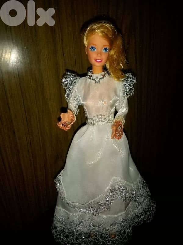 WEDDING PARTY Barbie Mattel1994 bride still good doll+necklace+shoes 7