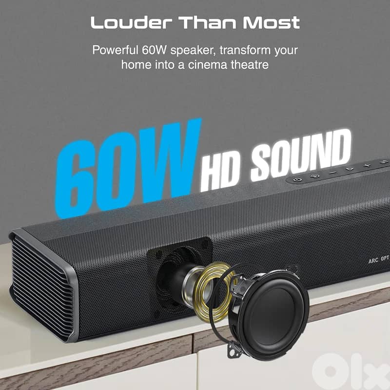 Promate CastBar-60 - 60W Ultra-Slim SoundBar with Built-in Subwoofer 0