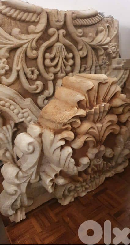 Monumental Antique Hand-Carved Architectural Stone Panels 1