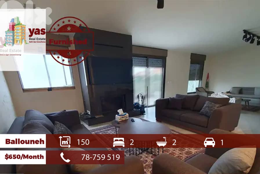 Ballouneh 150m2 | Rent | Furnished | Mint Condition | Sea View | KS/KH 0