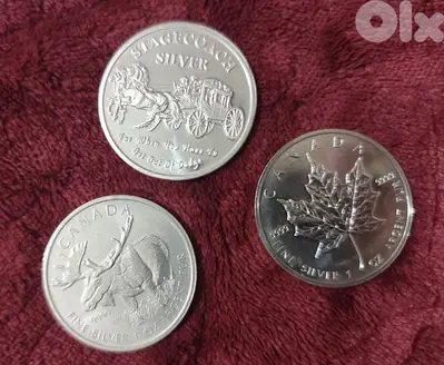 999 and 9999 pure silver coin ounces