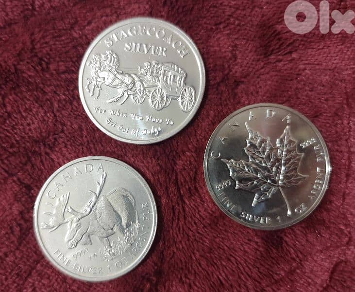 999 and 9999 pure silver coin ounces 0