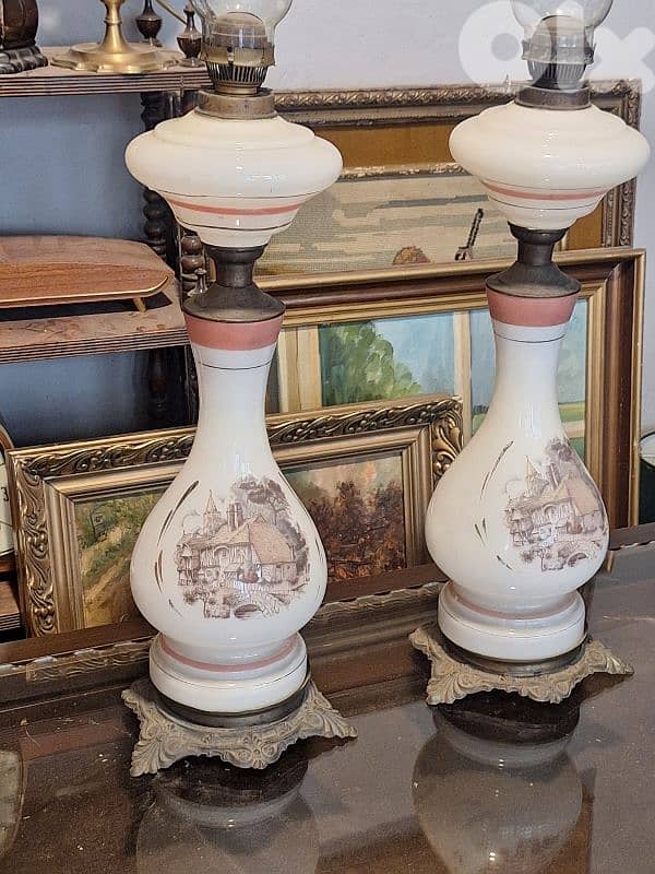 pair of antique french opaline and bronze large lanterns 2