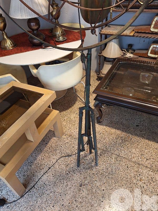 antique metal tripod fan floor lamp 4