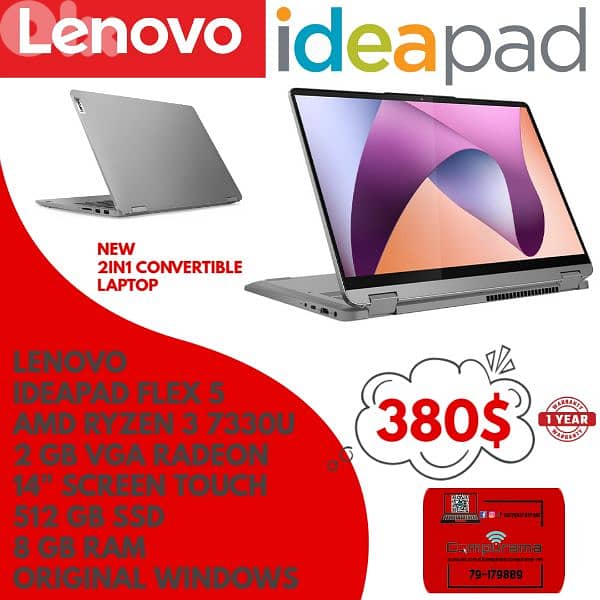 NEW laptop lenovo flex 5 flip touch - 2 gb vga - 8 ram - 512 nvme 0