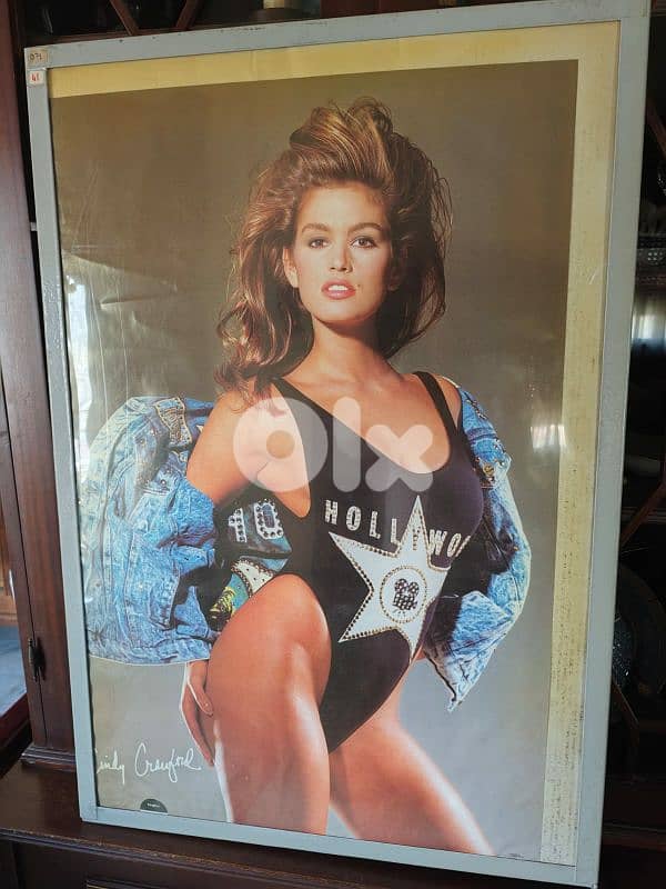 5 big posters with vintage frame,claudia schiffer,cindy crawford 2