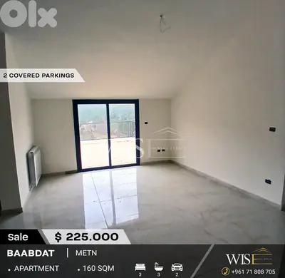 160 SQM Apartment for SALE in Baabdat!