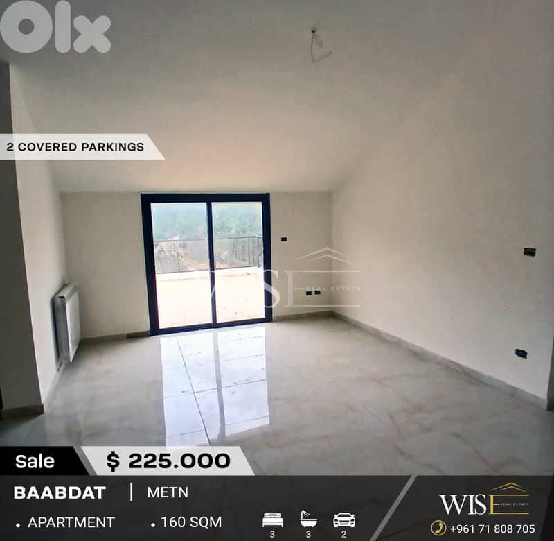 160 SQM Apartment for SALE in Baabdat! 0