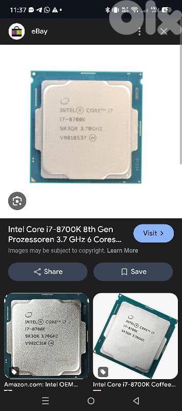 Cpu i7 8700k 3.7ghz , 32gb ram ddr4 2400 , 0