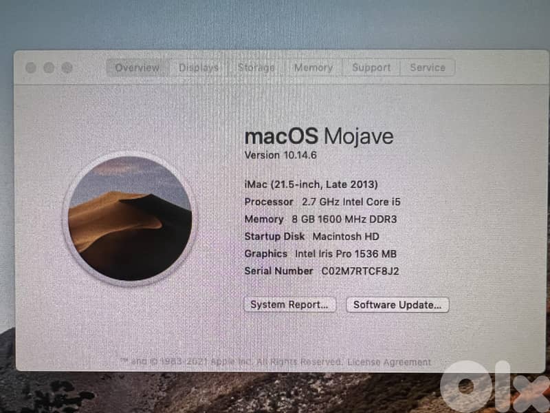 iMac (21.5-inch, Late 2013) i5-2.7Ghz - 8GB- 1TB - (1 owner Pre Owned) 3