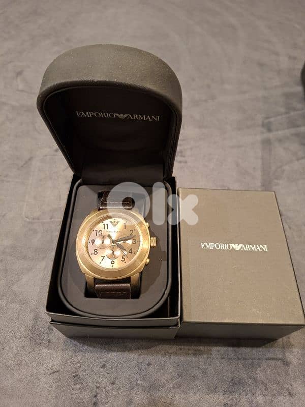 Emporio Armani borwn leather mens watch 0