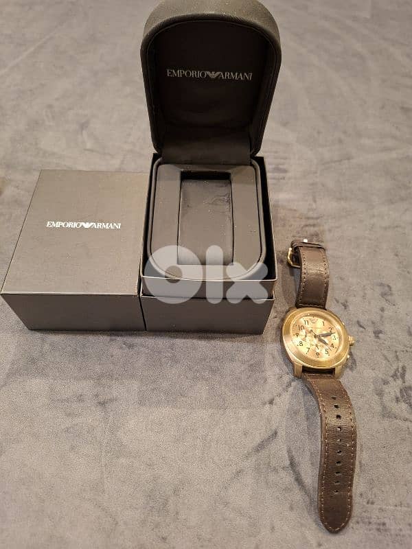 Emporio Armani borwn leather mens watch 1