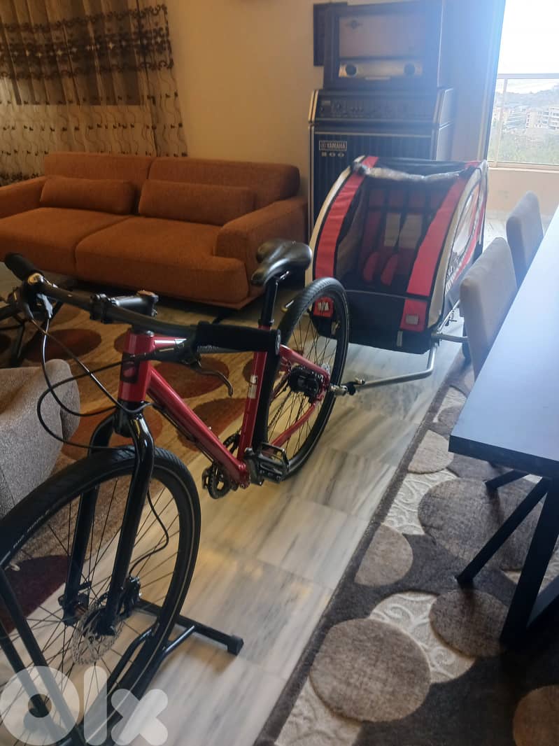 Giant bike with child trolley 0