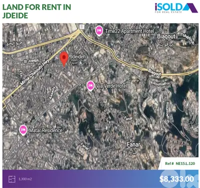 1300m2 land+prime location 4rent in Jdeide-main street -أرض في الجديدة 1300m2 land+prime location 4rent in Jdeide-main street -أرض في الجديدة
