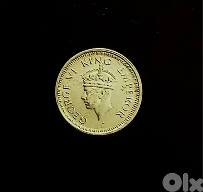 British India 1944 Silver quarter Rupee KGVI