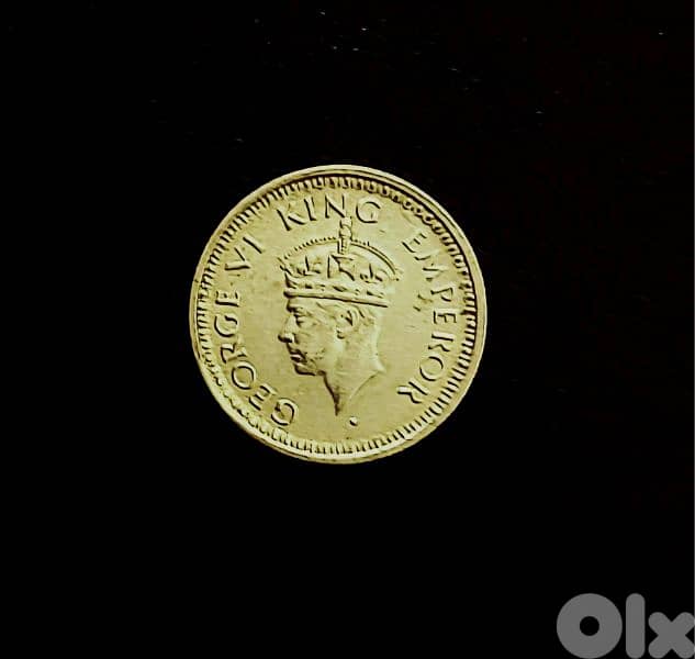 British India 1944 Silver quarter Rupee KGVI 0