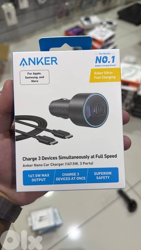 Anker Nano Car Charger (167.5w,3ports) 0