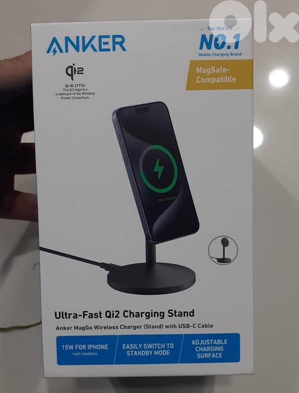 Anker MagGo Qi2 15w Wireless Charging Stand With Usb-c Cable 0