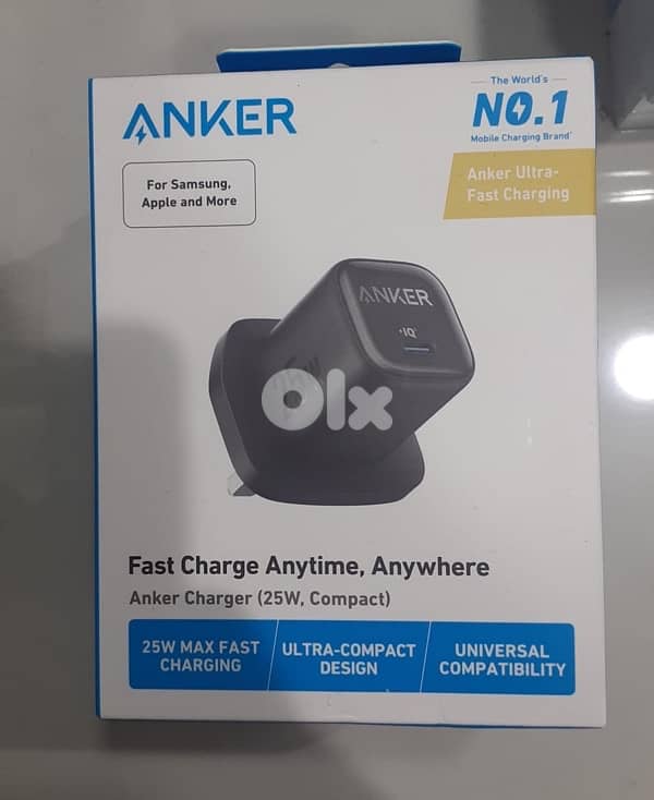 Anker charger 25w compact 3pin black 0