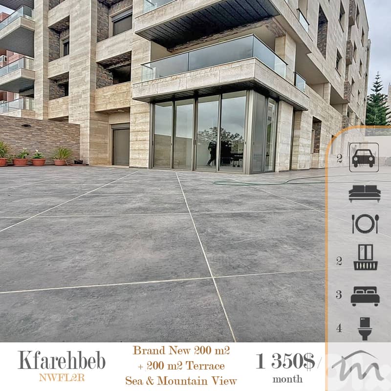 Kfarehbab | Prime 200m² + 200m² Terrace | Sea & Mountain View | Catch 0
