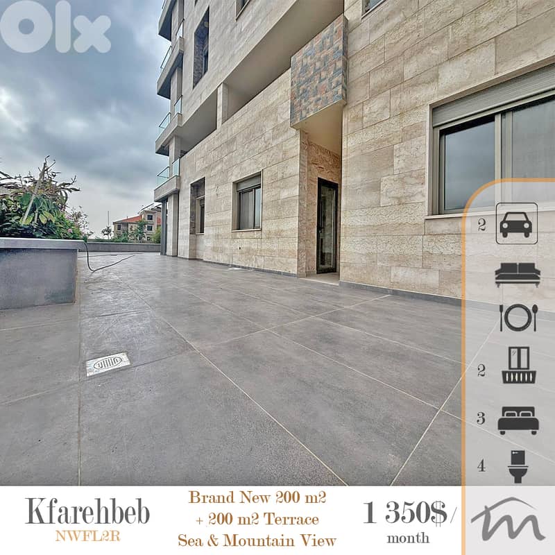 Kfarehbab | Prime 200m² Apart + 200m² Terrace | Sea & Mountain View 0