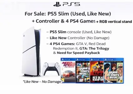 Used PS5 Slim Bundle –used Controller, 4 Games & RGB Stand 78972267