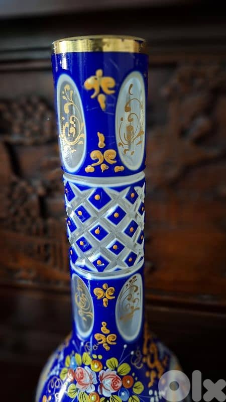 Imperial Bohemian Cobalt High-Enamel Overlay Vase 2