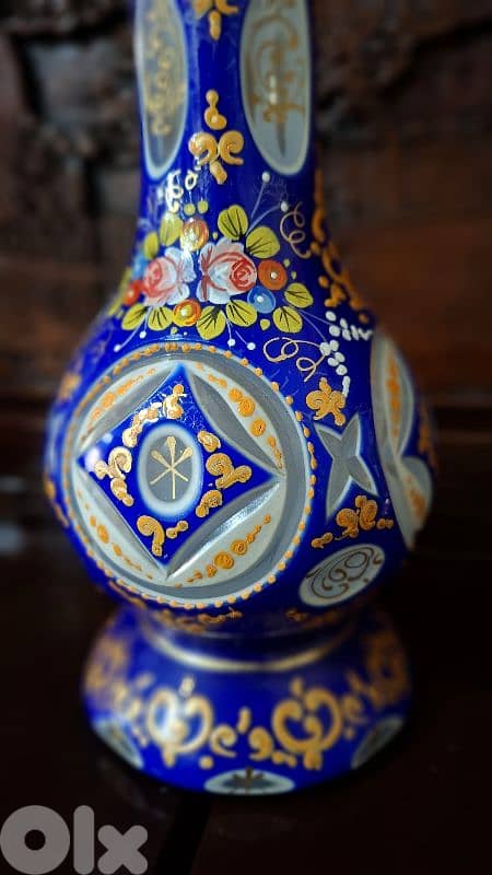 Imperial Bohemian Cobalt High-Enamel Overlay Vase 3