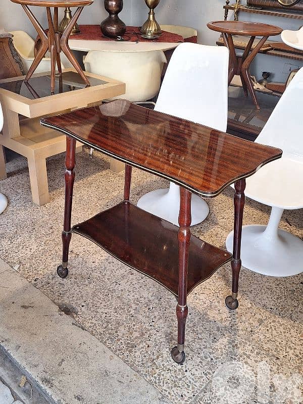 antique english trolley bar cart 0