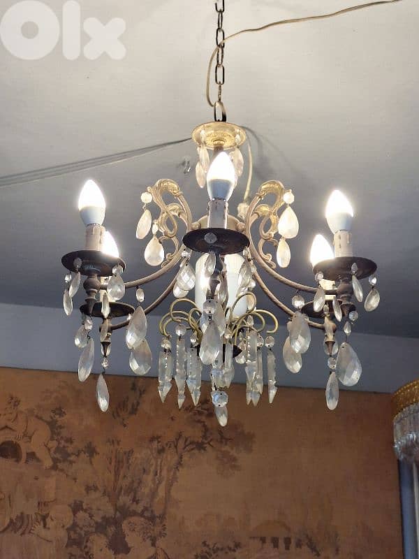 bronze and crystal small chandelier 0