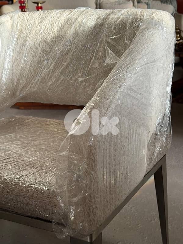 white chair stainless steel legs 3