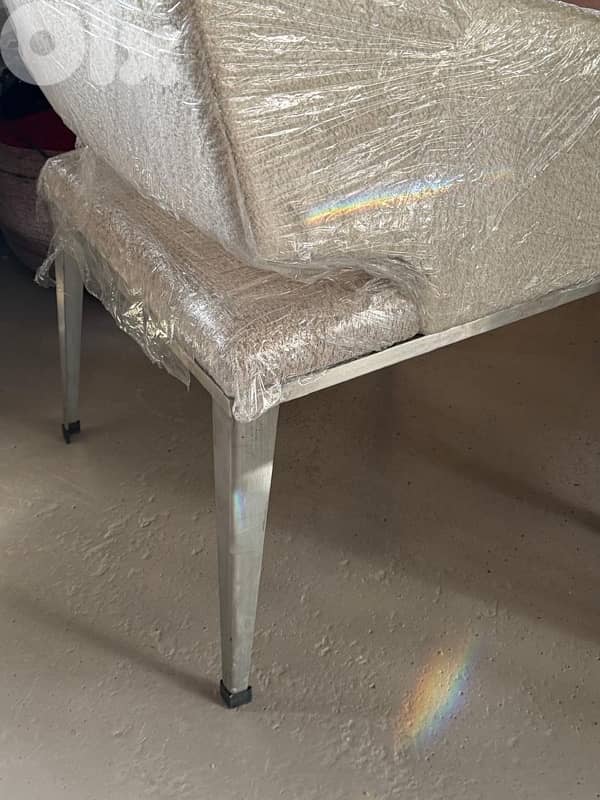 white chair stainless steel legs 4