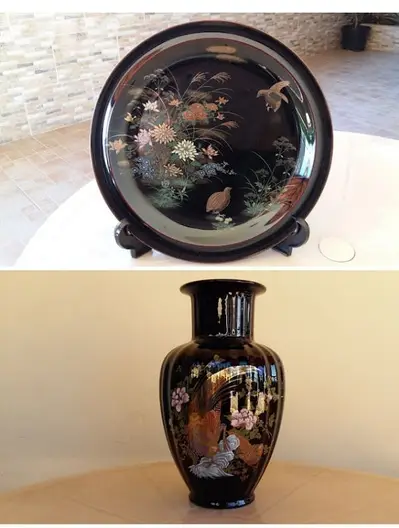 Grand vase et grande assiette chinoise antiques