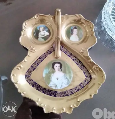 Antique Vienna porcelain tray with hand painted miniatures