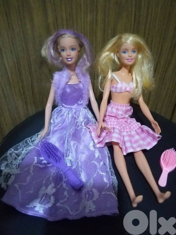 2 Barbie Glitz as new dressed dolls set+2 Barbie brushes, both=32$ 0